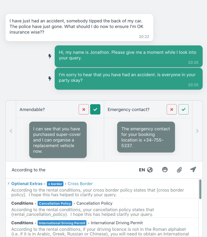 ongoing customer chat with agent assistance - EdgeTier AI