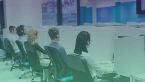 Contact centre with agents at their desk
