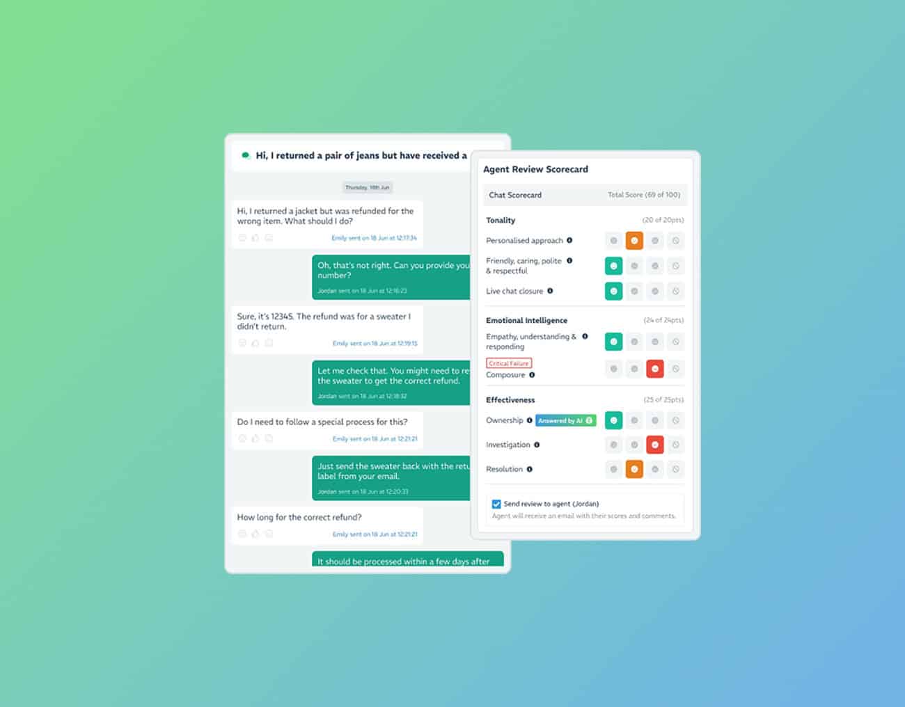 Meet our Agent QA Reviews feature Faster evaluations and targeted feedback