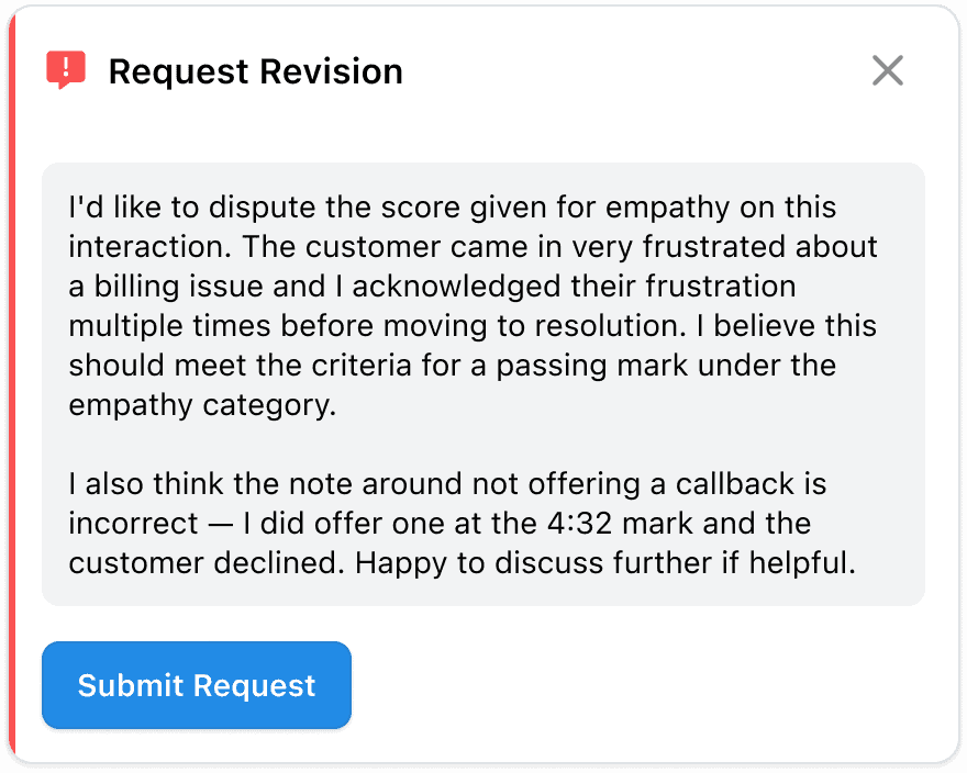 More transparency in QA: Agents can now dispute reviews
