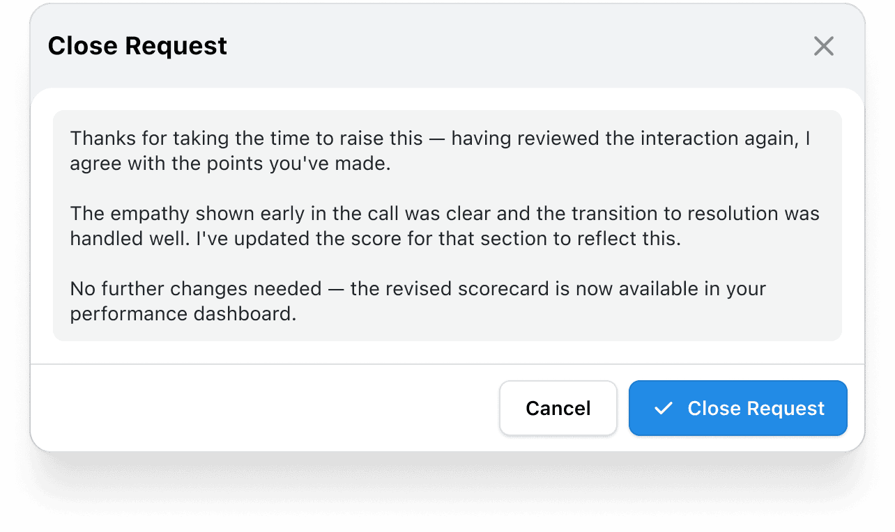 More transparency in QA: Agents can now dispute reviews