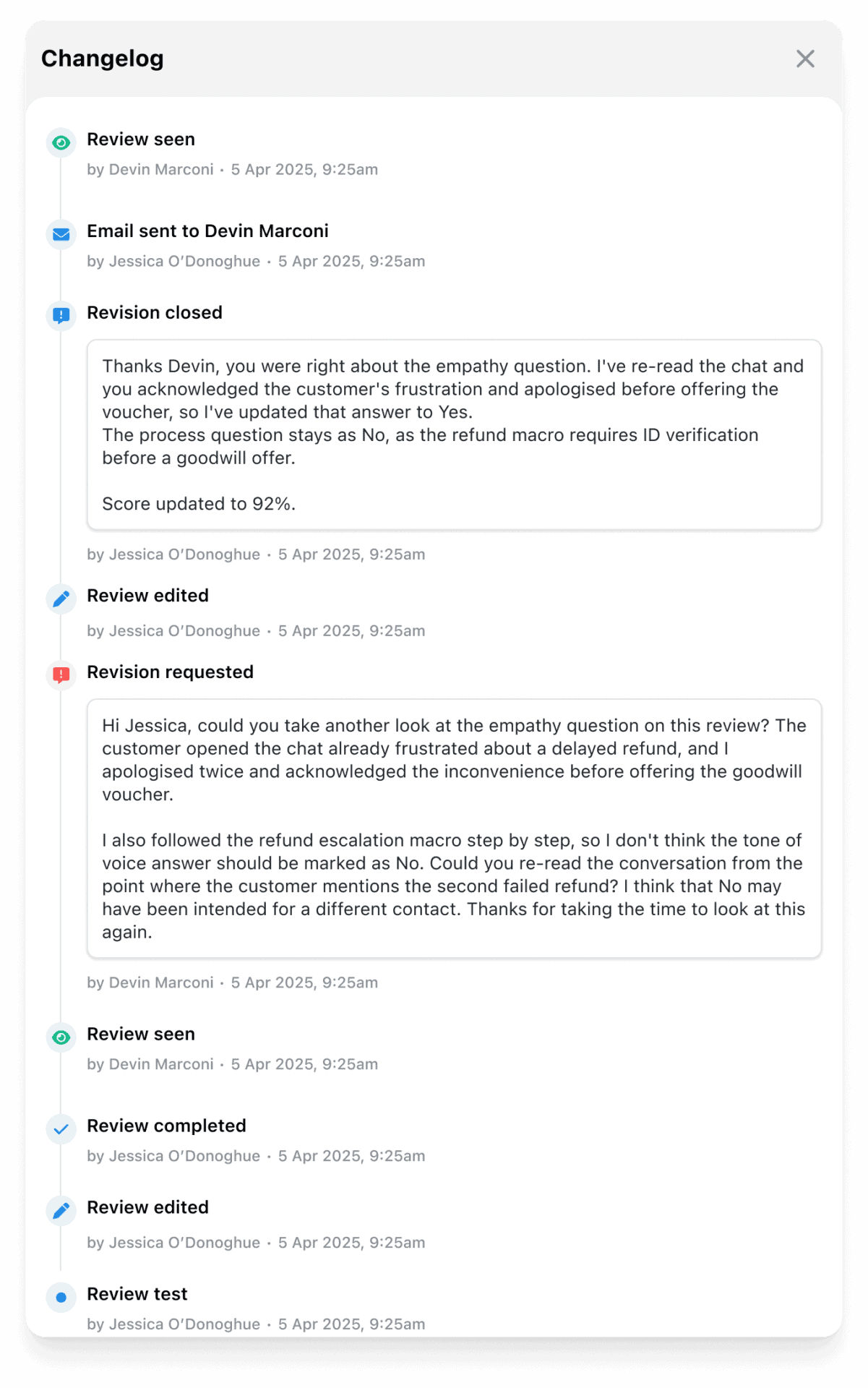 More transparency in QA: Agents can now dispute reviews