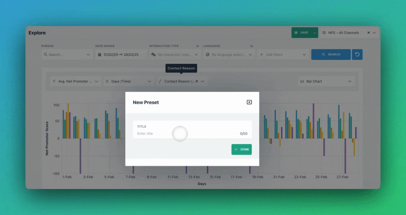 Saving a filter preset